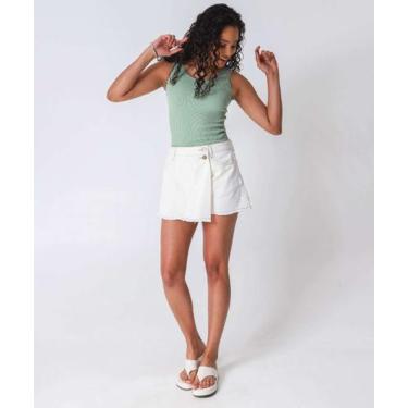 Imagem de Short Saia Feminino Sarja Off White-04049 - AKIYOSHI, 46, Off white