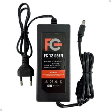 Imagem de Fonte eletrônica bivolt 12v 5a p4 cftv fita de led - FC - FONTES & CFT