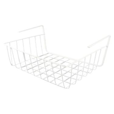 Imagem de ZAWELIYO Cesta de Armazenamento Sob a Prateleira Cesta Suspensa Durável Design para Cozinha, Escritório, Despensa, Ferro (M branco)