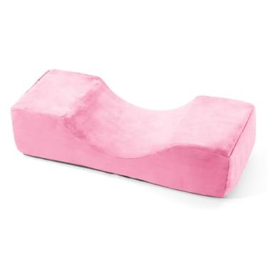Imagem de Travesseiro de enxerto de cílios para salão de beleza, travesseiro de pescoço com extensão de cílios, travesseiro de contorno de pescoço de espuma viscoelástica para suporte de sono - rosa