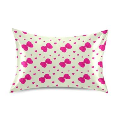 Imagem de SEHANY Capas de almofada de seda com laço rosa para cabelo e pele, capas de almofada de cetim respiráveis macias e refrescantes com fecho de envelope, tamanho king (50 x 76 cm)