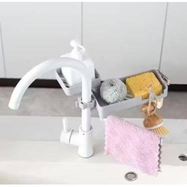 Imagem de Suporte de Organização para Pia Easy Dishes: Organizador Multifuncional, Higiênico e Desmontável para Esponja, Detergente e Bucha
