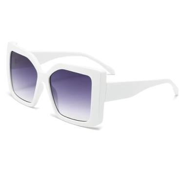 Imagem de Óculos de sol grandes com estampa de leopardo, moda para atividades ao ar livre, proteção solar, praia, férias (branco)