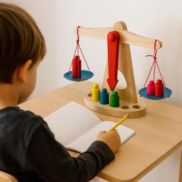 Imagem de Brinquedo Educativo Balança Equilibrista Montessori Madeira - Dony Toy