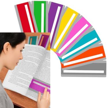 Imagem de Guia de Leitura Colorido Kit 2 Réguas para Concentração em Leitura 19x7cm Múltiplas Cores,com Película Protetora para Livros Provas e Cadernos