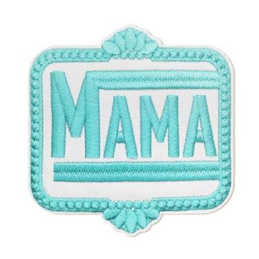 Imagem de FANCIBAND Adesivo Mama Iron On Patch, 9,7 cm Dia das Mães Bordado para Roupas Costurar/Passar a Ferro para Roupas Jeans Chapéus Jaquetas Mochilas - Azul