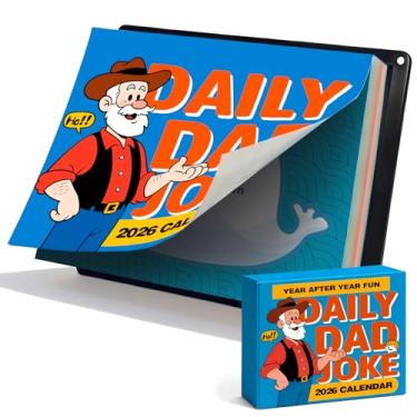 Imagem de Calendário de piadas de papai 2026, calendário de mesa engraçado com suporte para as costas e ranhura, página A Day Tear Off 365 piadas diárias para amantes de piadas, presente de aniversário, Natal