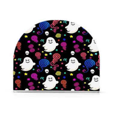 Imagem de Wassud Porta-guardanapos de acrílico Halloween Boo Swirls, dispensador de guardanapos de papel moderno em forma de U para mesa, cozinha, sala de jantar, bancada 1 peça (comporta 50-60 guardanapos)