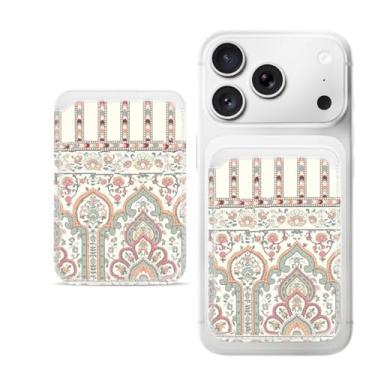 Imagem de Suporte magnético para iPhone, carteira fina de couro PU, capa para cartão, capa traseira para cartão, acessório de telefone fofo