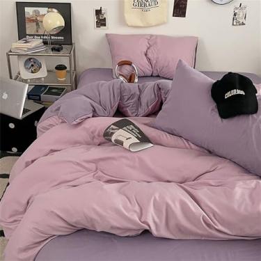 Imagem de Conjunto de capa de edredom Queen Style Check 1/3 peças de capa de colcha macia lavada e fronha ou apenas conjunto de capa de colcha, 10, aplicável a camas de 2 m, 4 peças