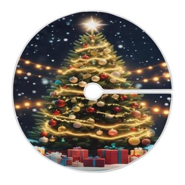 Imagem de Wassud Saia para árvore de Natal com laços seguros, tapete de árvore de Natal mágica de 90 cm para decoração de casa e festa de ano novo