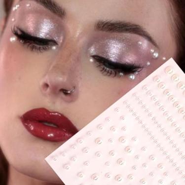 Imagem de Minimalis Multi Grãos Pérola Artificial 3D Decoração de Rosto Adesivo de Cabelo Presente Dia das Bruxas DIY Festival de Música Festa Baile de Máscaras para Cabelo Olhos Rosto Tatuagem Temporária com