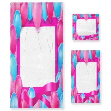 Imagem de Wassud Conjunto de 3 toalhas de banho com balões coloridos, toalhas super macias e absorventes para banheiro, toalhas de banho de secagem rápida, toalha de banho para academia, spa, hotel