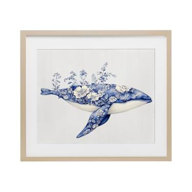 Imagem de Stupell Industries Impressão emoldurada de bétula de baleia de vaso sanitário florescendo sob vidro, design por Lettered and Lined, 13 x 16