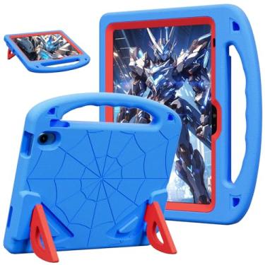 Imagem de LKOOZO Capa infantil para iPad (A16) 11ª geração 11 polegadas 2025 / iPad 10ª geração 11 polegadas 2022, capa à prova de choque com protetor de tela integrado e suporte (azul + vermelho)