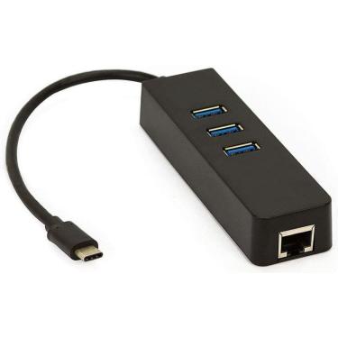 Imagem de Hub Adaptador Usb-C Com 3 Portas Usb, Rede - Preto