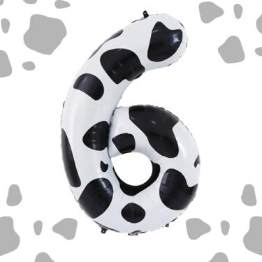 Imagem de Vuzvuv Balões com estampa de vaca nº 6, balão grande de 101 cm para decoração de 1º aniversário, festa temática