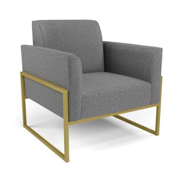 Imagem de Poltrona Base Industrial Alta Dourado Marisa Linho Grafite A26 D03 - D\'rossi