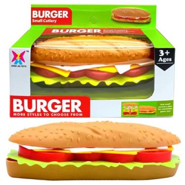 Imagem de Hambúrguer na Baguete de Brinquedo Lanche Didático Montar e Desmontar 