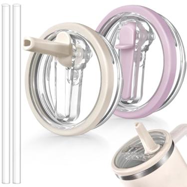 Imagem de ANTAND Tampa flip de canudo à prova de vazamento de 1,134 g para Stanley H2.0 Quencher Protour Tumbler, pacote com 2 tampas à prova de derramamento tampa de canudo de substituição para acessórios de