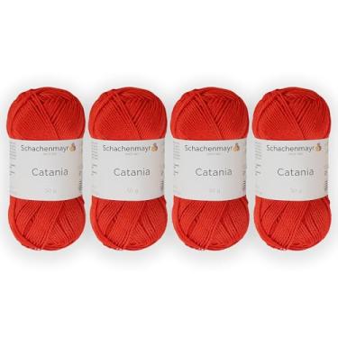Imagem de 4 novelos/pacote Schachenmayr (SMC) Catania Originals Yarn, cada bola 50 g (125 m), 100% algodão mercerizado para fio de tricô e crochê, peso esportivo, 390 - tomate