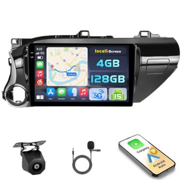 Imagem de [4 + 128 G] Hikity Android 15 estéreo para carro para Toyota Hilux 2015-2020 com Carplay sem fio, Android Auto, tela sensível ao toque de 10 polegadas, rádio 5G, WiFi, Bluetooth 5.0, link espelhado