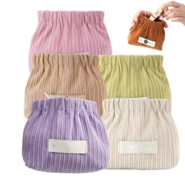 Imagem de GTIANHE-TAN Bolsa cosmética de bolso de veludo cotelê elástico com fecho automático bolsa de moedas à prova d'água para maquiagem, batom, fones de ouvido, organizador de joias, Terno 1, 3cps