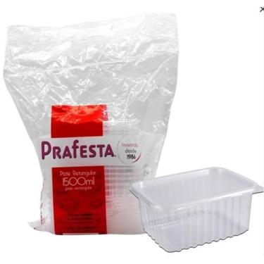 Imagem de Pote Retangular 1500ML Com Tampa Cristal Pacote Com 10 Unidades Prafes