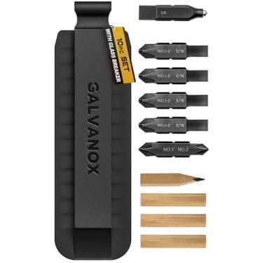 Imagem de Brocas planas de substituição para multiferramentas Leatherman com suporte – conjunto inclui Phillips #1-2, Flat 3/16, broca de disjuntor de vidro e brocas de lápis carpinteiro