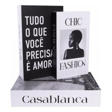 Imagem de Conjunto Livros Fake 3 Caixa Decorativa Enfeite de Interiores Decor - 