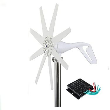 Imagem de 24v,HENGJINGTR Gerador Eólico Horizontal de Baixo Ruído 8000W, 12V-220V, Baixas Rotações, Alta Eficiência para Uso Doméstico, Projeto, Farm, Barco, com Controlador (Branco)