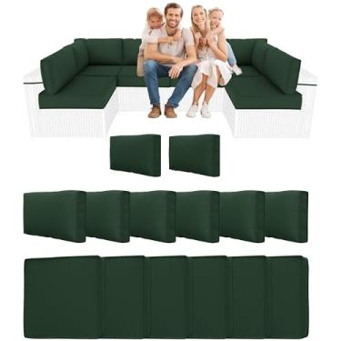 Imagem de YQNUCO Almofadas seccionais externas de 14 peças, substituição de almofadas de sofá resistentes à água, almofadas de espuma de alta densidade para móveis de pátio de 10 cm, serve para conjunto de