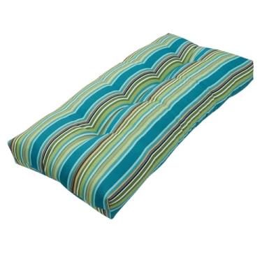 Imagem de FUNHOME Almofada de banco de pátio 106 x 45 cm, antiderrapante resistente à água, almofada de sofá adornada para jardim, balanço, sofá, janela, vime, varanda (faixa verde)