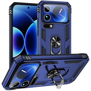 Imagem de LTLMYDAM Capa magnética para Xiaomi 17 Pro Max/17 Pro/17, anel giratório, capa ultrafina, proteção militar, resistente a arranhões, azul, 17