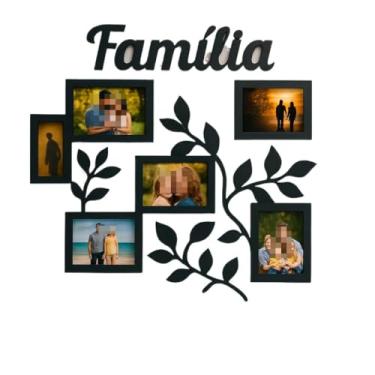 Imagem de Quadro Família com Moldura MDF Preto – Painel Decorativo 50x45cm, Ideal para Decoração de Parede em Casa Brasileira