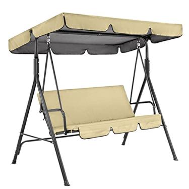 Imagem de CYTJHMD Capa de substituição para dossel de balanço e capa de almofada de balanço à prova d'água 2 e 3 lugares, capa de cadeira de substituição para jardim ao ar livre, pátio, swing, 190 x 132 x 15 cm