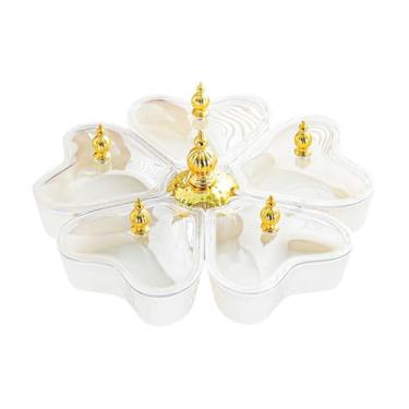 Imagem de SiaBiced Bandeja Giratória Dividida para Servir Aperitivos, Organizador com 5 Compartimentos para Nozes E Frutas Secas, Ideal para Chás em Casa, Coração Branco