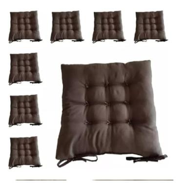Imagem de Kit com 4 Almofadas Assento Futon Quadrado 40x40cm - Confortáveis, Ideais para Sala, Quarto e Piqueniques (Marrom)
