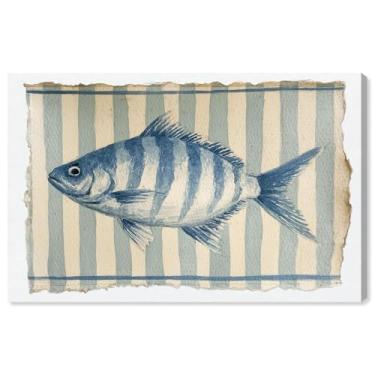 Imagem de Arte de parede de cozinha com impressão em tela Stripes of the Sea III por Art Remedy, Gallery Wrapped, 61 x 40 cm