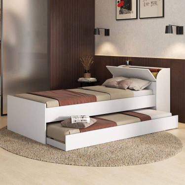 Imagem de Cama Solteiro ávilla 1 Porta com Cama Auxiliar Branco - Pnr Móveis