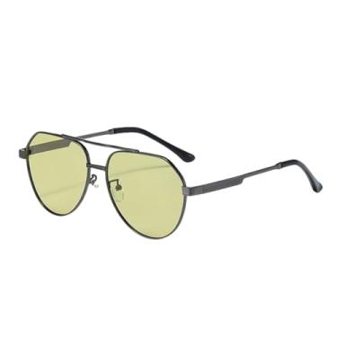 Imagem de JRLLFD Óculos de sol fotocrômicos de armação grande para homens, proteção solar UV400, feminino (amarelo fotocrômico)