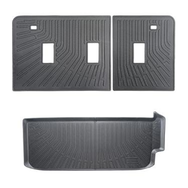 Imagem de Yakitoko Tapete de forro de porta-malas de carro 3D TPE para Subaru Ascent 2019-2025 7 assentos com tapete de encosto, ajuste personalizado, proteção de piso à prova d'água para todos os climas