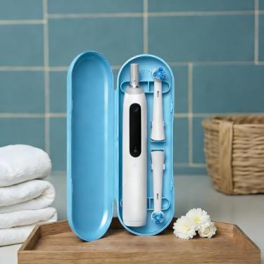 Imagem de Estojo de escova de dentes, suporte de escova de dentes portátil para viagens, viagens de negócios, escola, acampamento, casa compatível com Oral B io (azul)