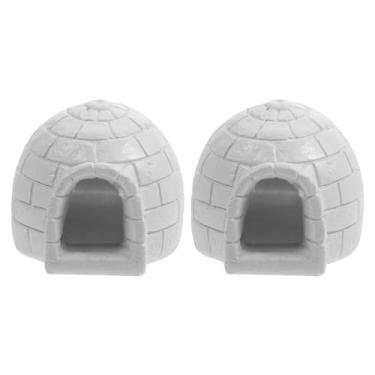 Imagem de Garneck Mini estátuas de gelo, 2 peças, estatuetas de iglu de resina para decoração de casa, paisagem polar, micro decoração de jardim, enfeite de Natal fofo