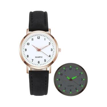 Imagem de Relógio Casual Feminino Com Pulseira De Couro Retro Luminosa E Decorad