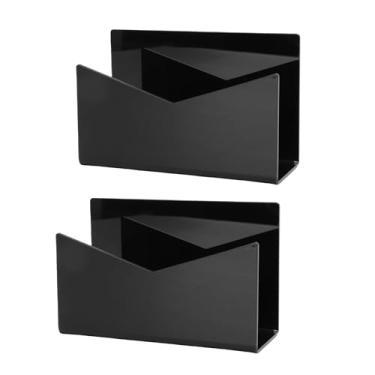 Imagem de SUNGOOYUE Organizador de Correio Acrílico, 2 Peças de Suporte de Carta Transparente para Mesa Com Slots de 2,5 Polegadas de Largura, Pasta de Arquivo Elegante e Porta-envelopes para Escola (BLACK)