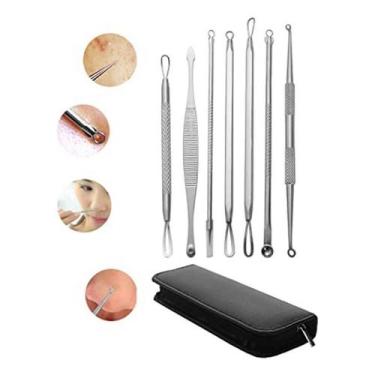 Imagem de Kit 7 Pinças Extrator De Cravos Profissional Com Estojo - JLX SHOP