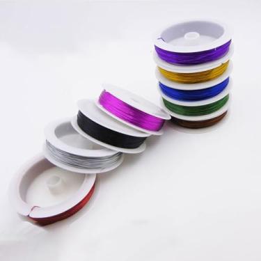 Imagem de 9 rolos de fio de alumínio para artesanato de 0,4 mm - 50 m (164 pés) por rolo, multicolorido para fabricação de joias, armaduras de escultura, fabricação de modelos, arte floral e embrulho de arame