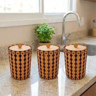 Imagem de Pote Organizador em MDF Vazado com Tampa e Puxador Multiuso Decorativo para Escritório, Sala e Quarto 12 cm x 9 cm