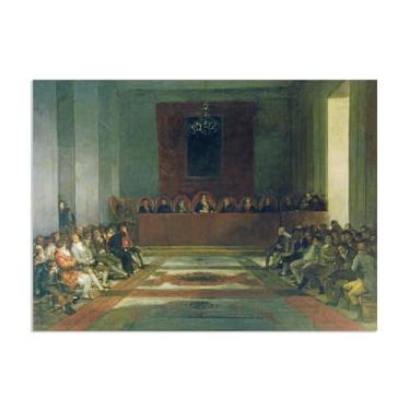 Imagem de Arte de parede Francisco Goya, A Junta das Filipinas, 1815, impressão em tela famosa reprodução de pinturas a óleo abstratas imagem emoldurada para decoração de casa pôster 100 x 70 cm (39 x 28